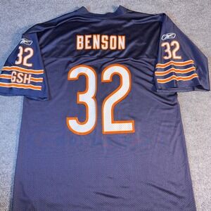 VTG Reebok Chicago Bears Cedric Benson 32 NFL Jersey Blue Mens Large Mesh GSH